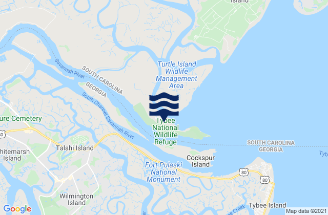 Elba Island NE of Savannah River, United States tide chart map