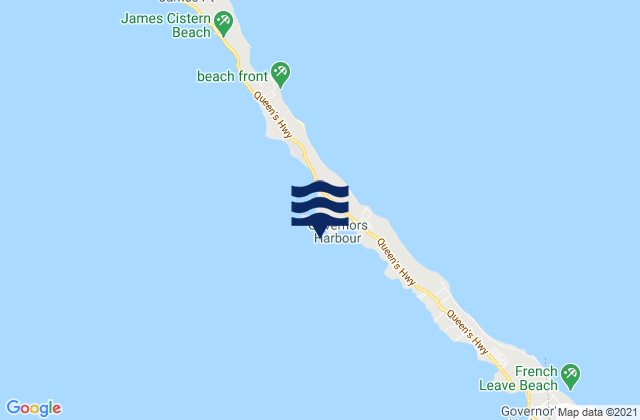Eleuthera Island west coast, United States tide chart map