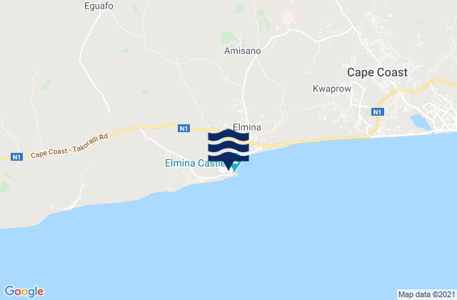 Elmina, Ghana tide times map