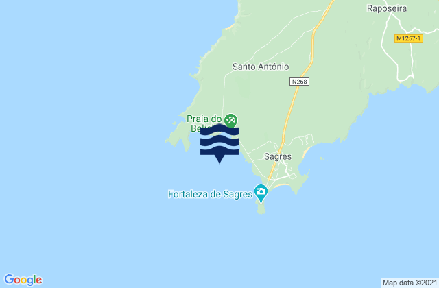 Enseada de Belixe, Portugal tide times map