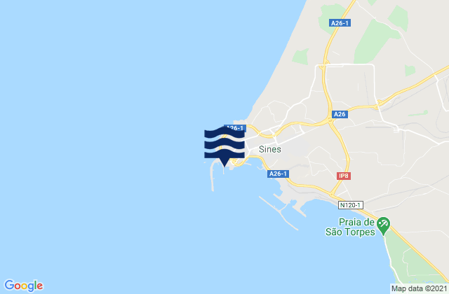 Enseada de Sines, Portugal tide times map