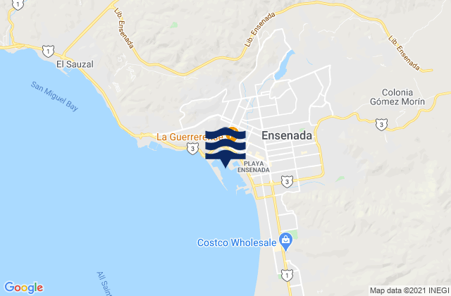 Ensenada, Mexico tide times map
