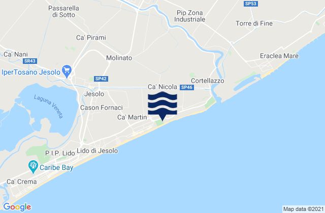 Eraclea, Italy tide times map