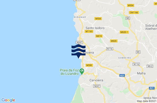 Ericeira, Portugal tide times map