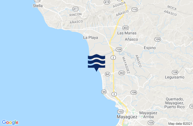 Espino, Puerto Rico tide times map