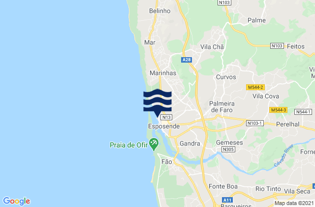 Esposende, Portugal tide times map