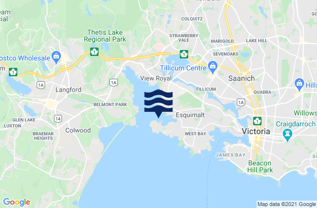 Esquimalt, Canada tide times map