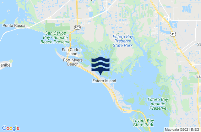 Estero Island Estero Bay, United States tide chart map
