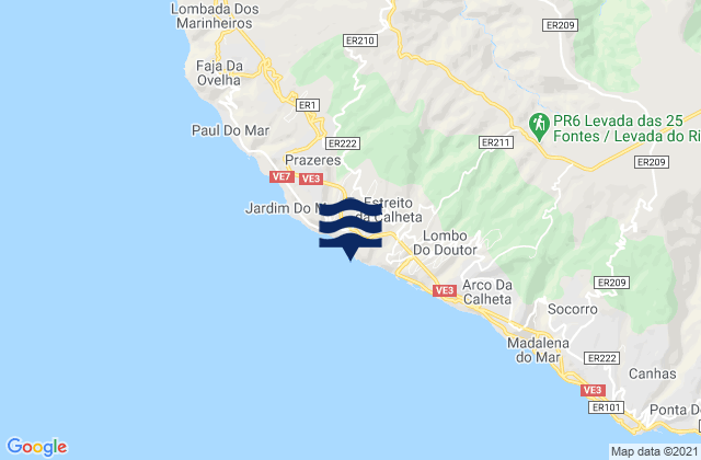 Estreito da Calheta, Portugal tide times map