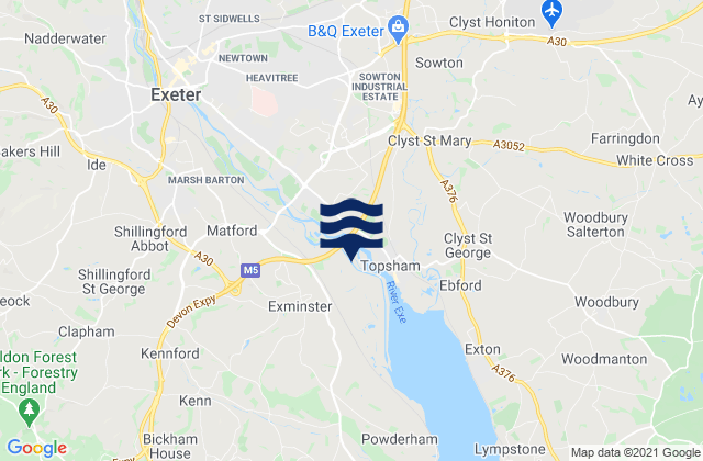 Exminster, United Kingdom tide times map