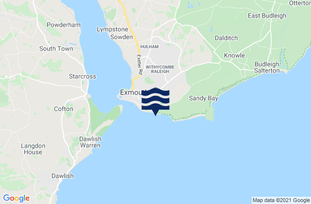 Exmouth Beach, United Kingdom tide times map