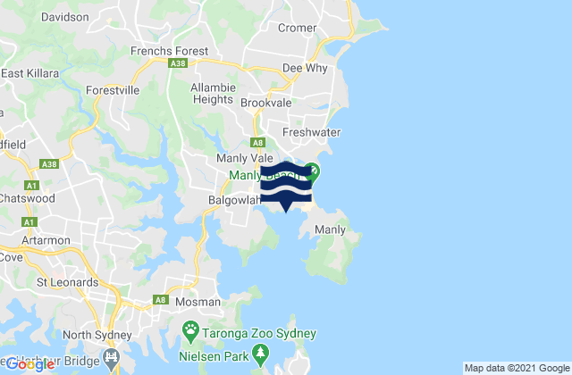 Fairlight Beach, Australia tide times map