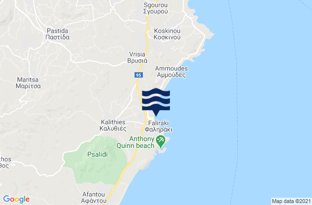 Faliraki, Greece tide times map