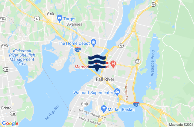 Fall River Massachusetts, United States tide chart map