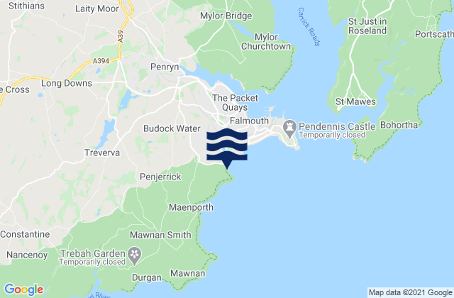 Falmouth - Swanpool, United Kingdom tide times map