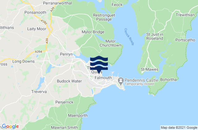 Falmouth, United Kingdom tide times map