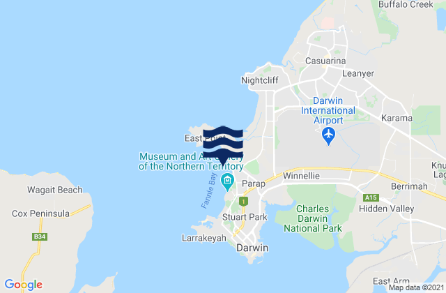 Fannie Bay, Australia tide times map