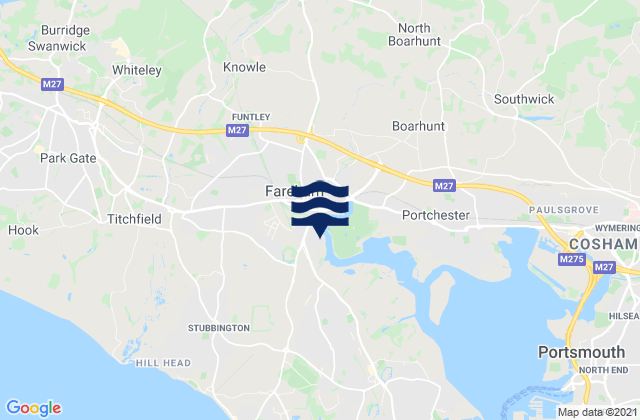 Fareham, United Kingdom tide times map