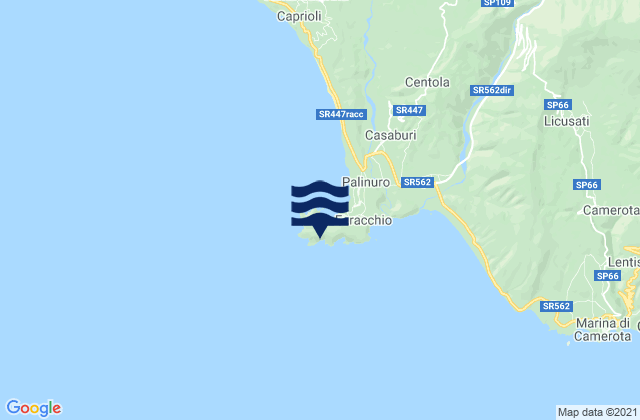 Faro di Capo Palinuro, Italy tide times map