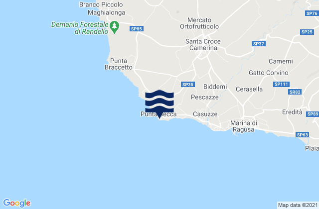 Faro di Punta Secca, Italy tide times map