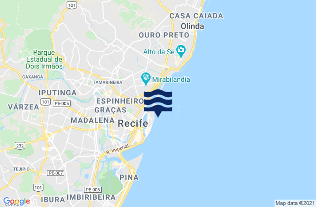 Farol do Recife, Brazil tide times map