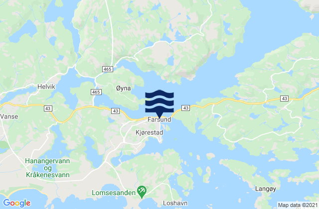 Farsund, Norway tide times map
