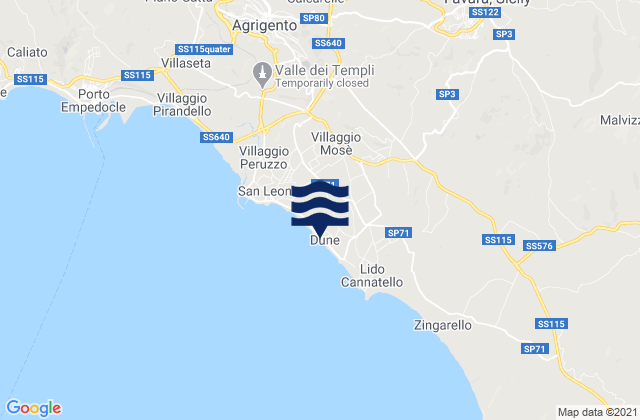 Favara, Italy tide times map