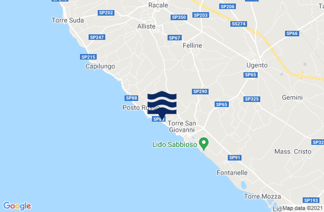 Felline, Italy tide times map
