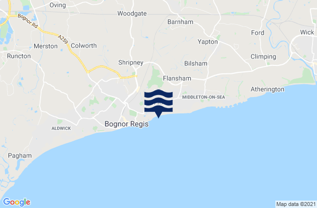 Felpham Beach, United Kingdom tide times map