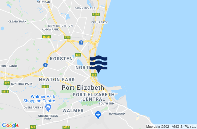 Fence (Port Elizabeth), South Africa tide times map