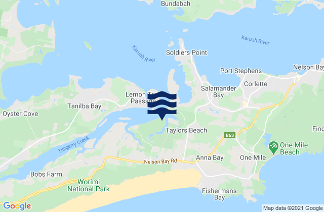 Fenninghams Island, Australia tide times map
