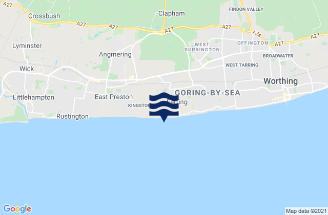 Ferring Beach, United Kingdom tide times map