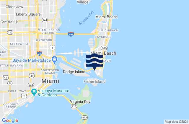 Fifth Street (Miami), United States tide chart map
