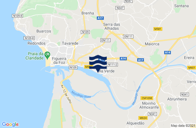 Figueira da Foz, Portugal tide times map