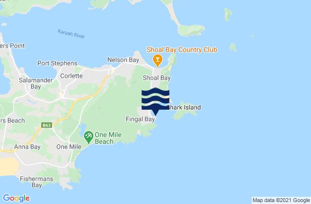 Fingal Bay, Australia tide times map