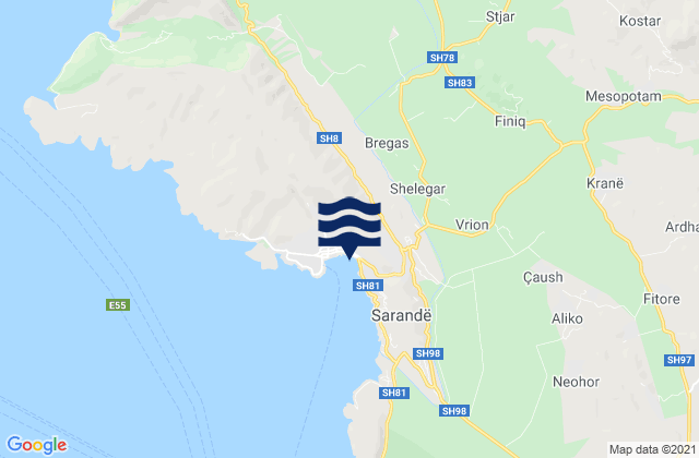 Finiq, Albania tide times map
