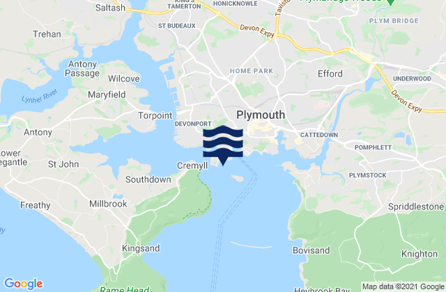 Firestone Bay, United Kingdom tide times map