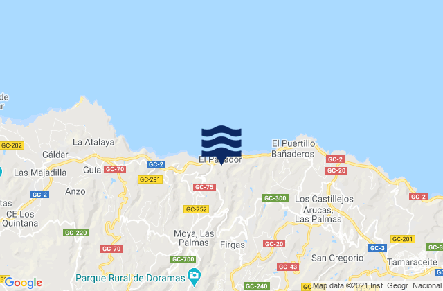 Firgas, Spain tide times map