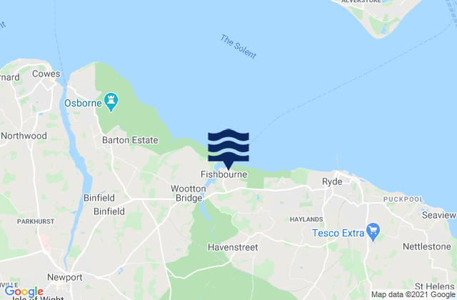 Fishbourne Port, United Kingdom tide times map