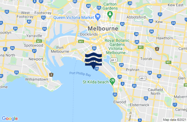 Fitzroy North, Australia tide times map