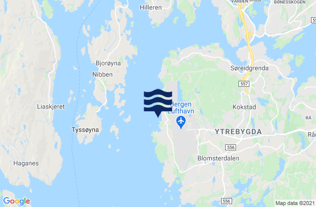 Flesland, Norway tide times map