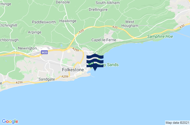 Folkestone Wear Bay, France tide times map