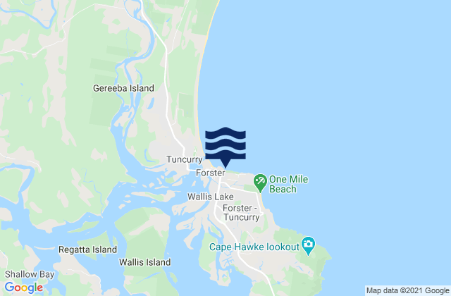 Forster, Australia tide times map