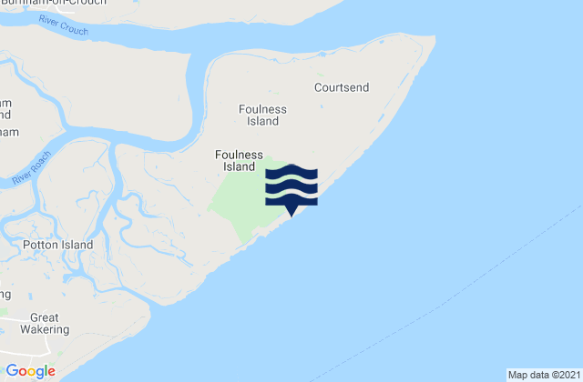 Foulness Island, United Kingdom tide times map