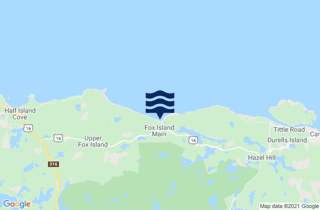 Fox Island, Canada tide times map