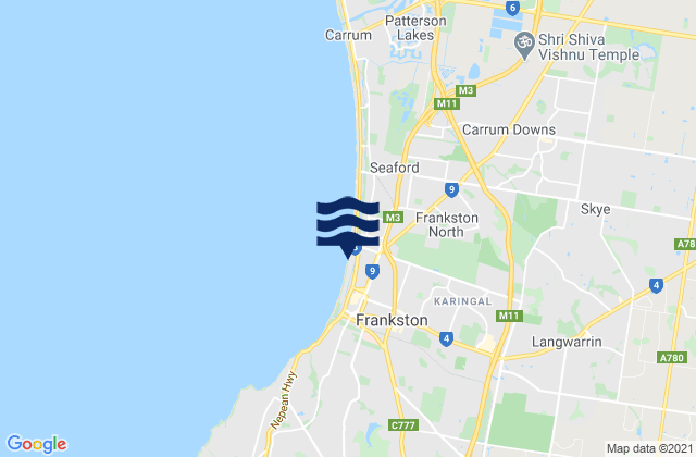Frankston East, Australia tide times map