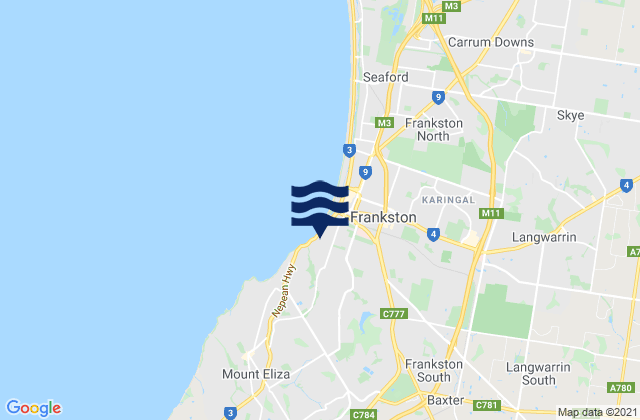 Frankston South, Australia tide times map