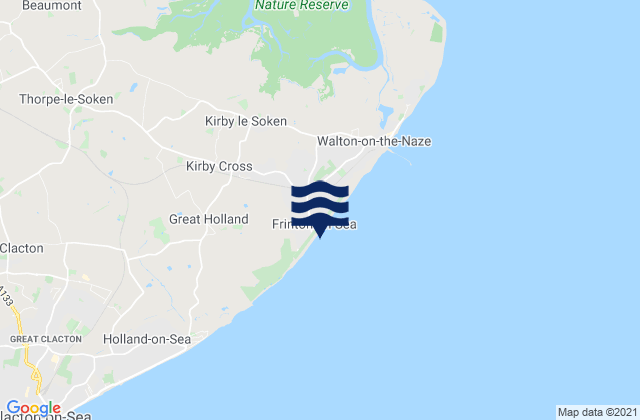 Frinton-on-Sea Beach, United Kingdom tide times map