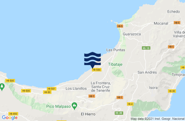 Frontera, Spain tide times map