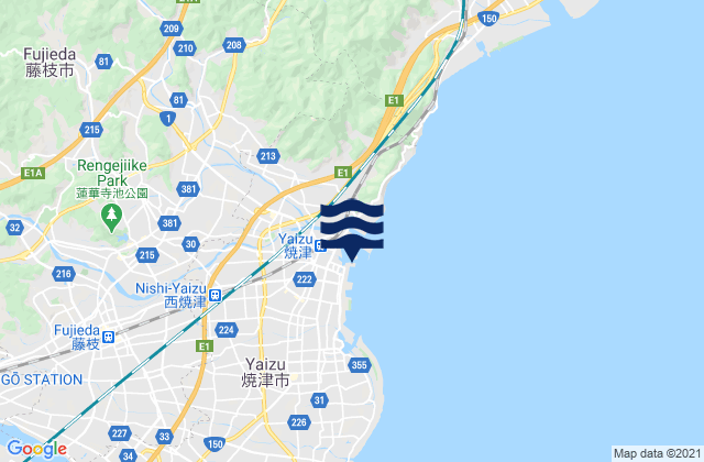 Fujieda Shi, Japan tide times map